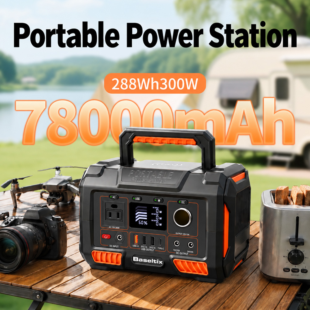 Outdoor Power Outlet Solar - 78000mAh Portable Power Station 300W, 228Wh