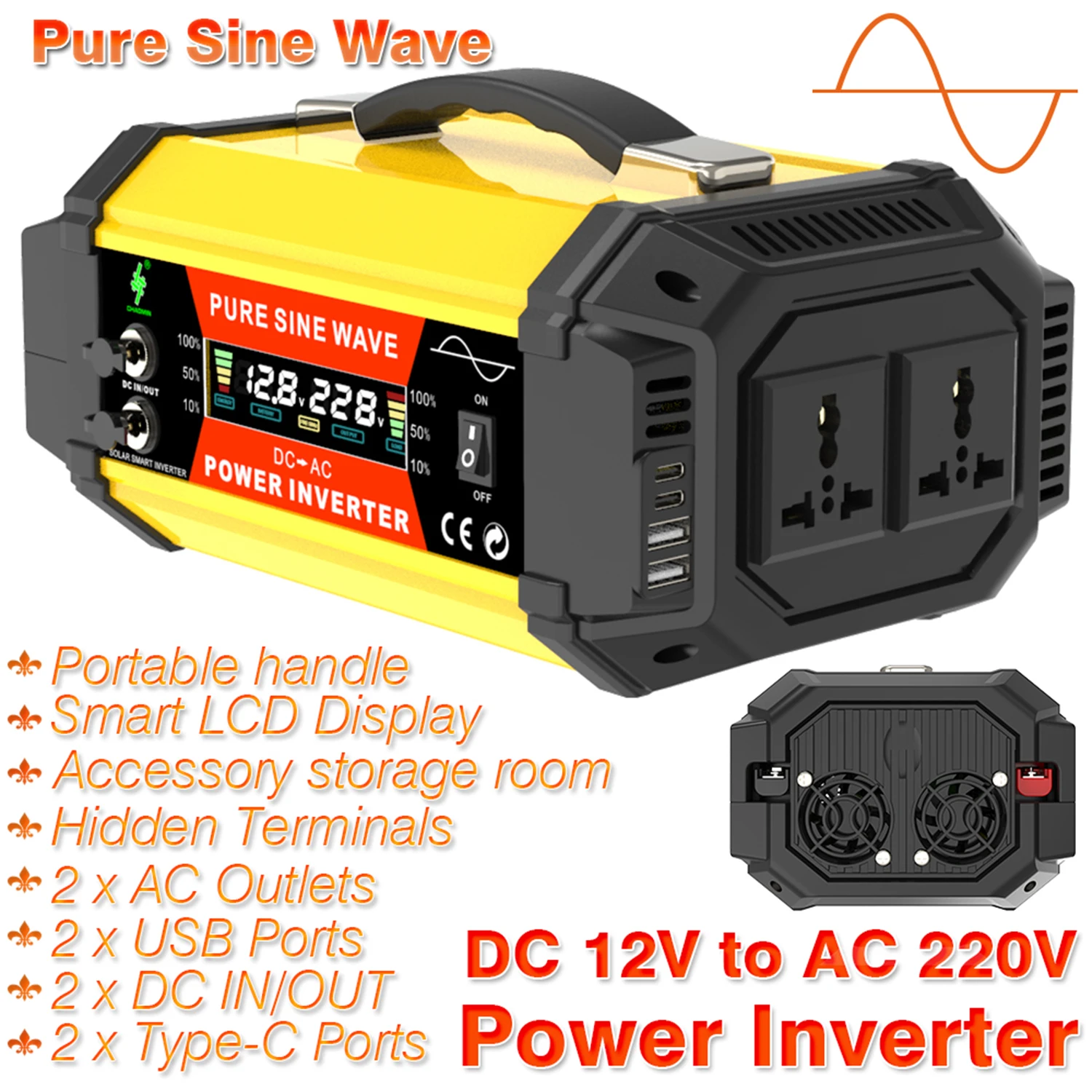 800W Pure Sine Power Inverter  - огляд і ціна Outdoor Power Inverter