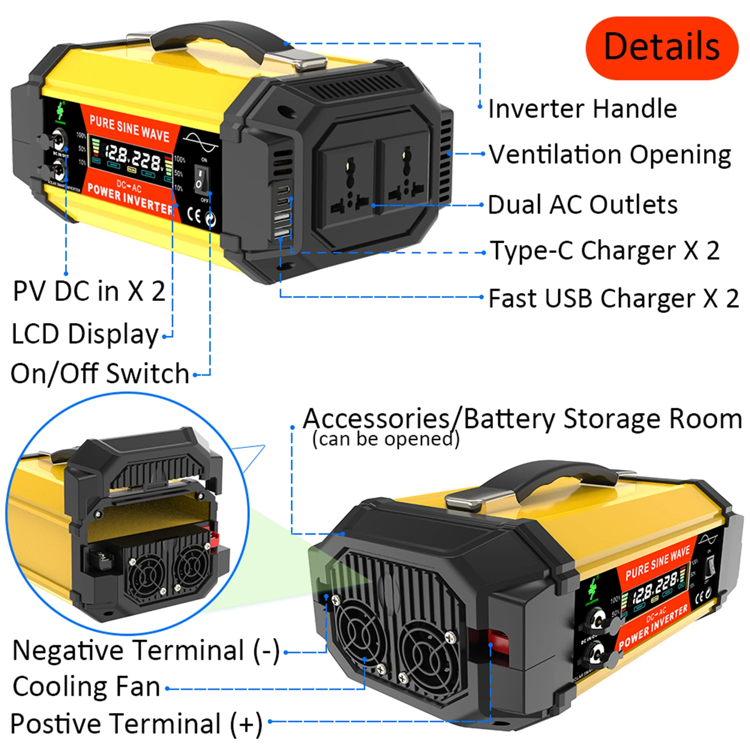 800W Pure Sine Power Inverter  - огляд і ціна Outdoor Power Inverter