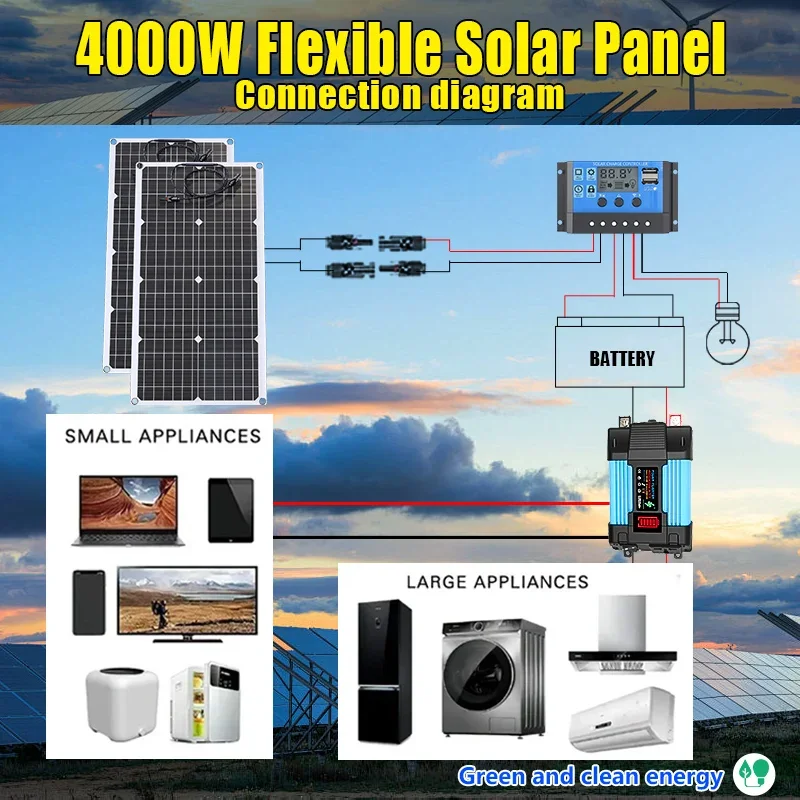 4000W Solar Panel Kit 12V To 1 - огляд і ціна Outdoor Power Inverter